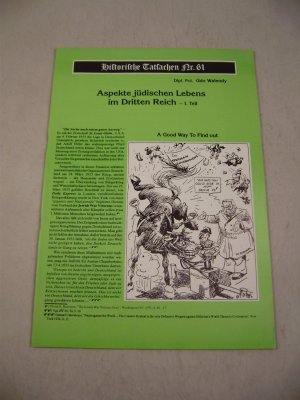 "Aspekte jüdischen Lebens im Dritten Reich 1. Teil" Historische Tatsachen Nr. 61