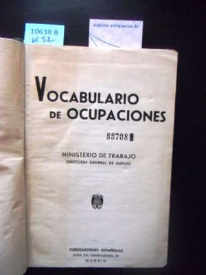 antiquarisches Buch – Ministerio de Trabajo – Vocabulario de Ocupaciones.