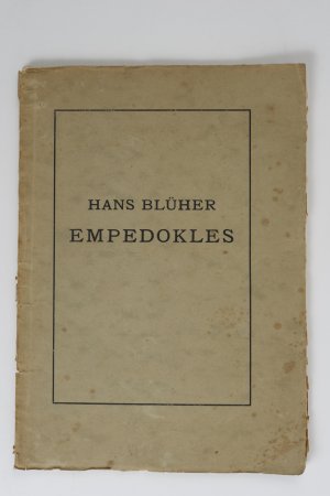 antiquarisches Buch – Hans Blüher – Empedokles oder das Sakrament des freien Todes