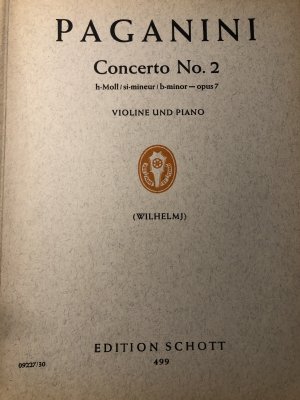 gebrauchtes Buch – Niccolò Paganini – Concerto Nr. 2 h-Moll - op. 7. Violine und Piano