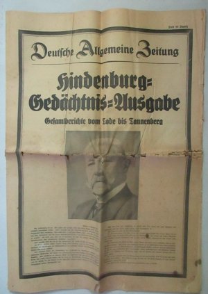 Sonderausgabe Deutsche Allgemeine Zeitung zum Gedenken an Paul von Hindenburg