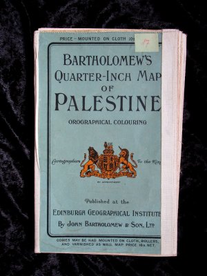 Bartholomew's Quarter Inch Map of PALESTINE, Orographical Colouring (large size, 1920)