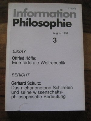 gebrauchtes Buch – Information Philosophie 3/99 August 1999