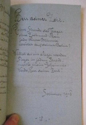 Heiliges Heimweh / Vom ewigen Leben / Vom inneren Menschen / ca. 115 handschriftliche Gedichte 1916 – 1920.