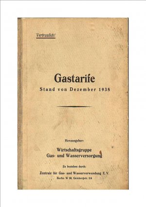 Gastarife. Stand von Dezember 1938