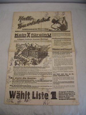 14.09.1930 Reichstagswahl "Hallo, du entscheidest. Sozialdemokratische Wählerzeitung"