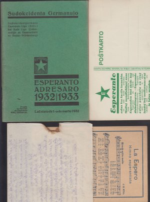 Sudokeidenta Germanujo esperanto adresaro 1932/1933 Esperanto-Verzeichnis Süddeutschland