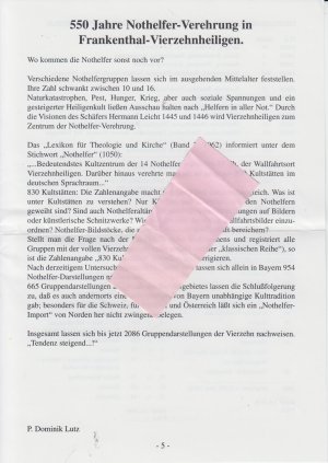 550 Jahre Nothelfer-Verehrung in Frankenthal-Vierzehnheiligen -Wo kommen Sie noch vor?