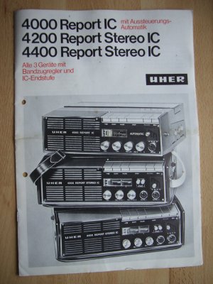 Prospekt von 1973 zu den mobilen Tonbandgeräten 4000 Report IC, 4200 Report Stereo IC und 4400 Report Stereo IC