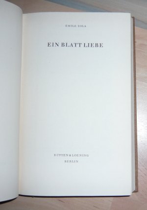 antiquarisches Buch – Emile Zola – Ein Blatt Liebe