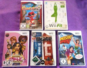 gebrauchtes Spiel – Nintendo Wii Spielesammlung 5 Spiele Skate it, Music Party, Action Girlz Racing