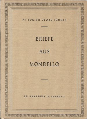 antiquarisches Buch – Friedrich Georg Jünger – Briefe aus Mondello. 1930. (Erstausgabe)