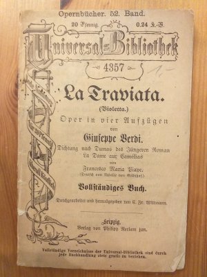 gebrauchtes Buch – Carl Friedrich Wittmann  – La Traviata Oper in vier Aufzügen von Guiseppe Verdi Universal Bibliothek Opernbücher 52. Band