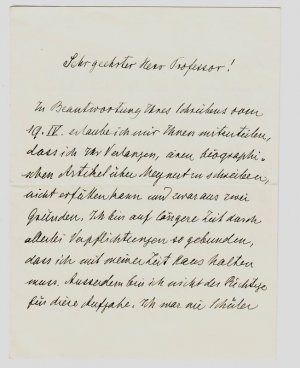 eigenhändiger Brief mit Unterschrift Wien 22.IV.1929