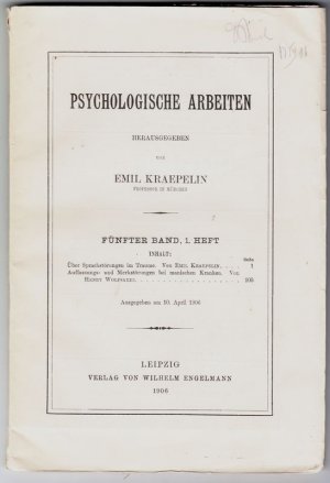 Über Sprachstörungen im Traume. in: Psychologische Arbeiten, Fünfter Band, Heft 1