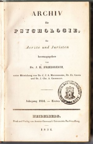 Archiv für Psychologie, für Aerzte und Juristen. Vortitel: Magazin für philosophische, medicinische und gerichtliche Seelenkunde, IV. Jahrgang