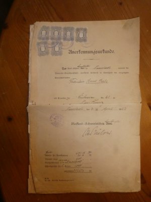 gebrauchtes Buch – Anerkennungsurkunde mit Grundbrief Mecklenburg 1923