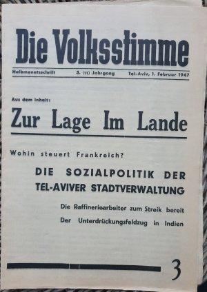 Die Volksstimme. Halbmonatsschrift. 3. Jahrgang, 1. Februar 1947.