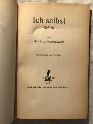 antiquarisches Buch – Hans Morgenthaler – Ich selbst. Gefühle.