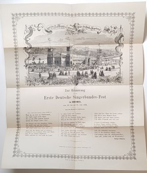 antiquarisches Buch – Zur Erinnerung an das Erste Deutsche Sängerbundes-Fest in Dresden vom 22. bis mit [sic] 25. Juli 1865. - [Einblattdruck]. -