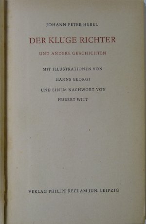 antiquarisches Buch – Johann Peter Hebel – Der kluge Richter und andere Geschichten mit Illustrationen von Hanns Georgi