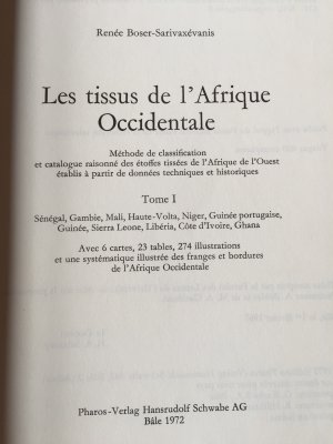 gebrauchtes Buch – Roger Boser-Sarivaxévanis – Les tissus de l'Afrique Occidentale.