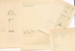 Jugendstil. Entwürfe zu Wand- und Deckenmalereien. - Vier Blätter]. -