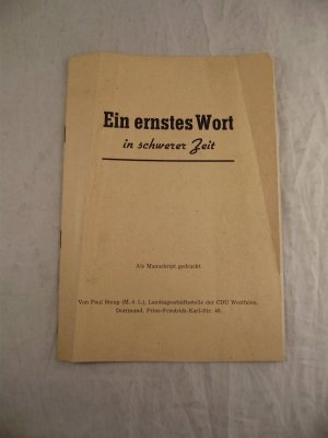 Ein ernstes Wort in schwerer Zeit