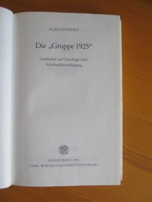 gebrauchtes Buch – Klaus Petersen – Die "Gruppe 1925"