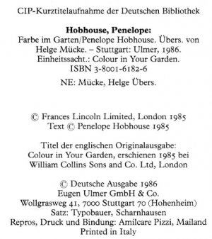 gebrauchtes Buch – Penelope Hobhouse – Farbe im Garten