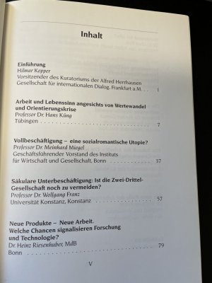 gebrauchtes Buch – Alfred Herrhausen Gesellschaft für internationalen Dialog – Arbeit der Zukunft - Zukunft der Arbeit