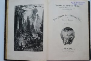 Verne, Julius. Die Schule der Robinsons. (Der grüne Strahl). Erste deutsche Ausgabe. 2 Bände in 1 Band. Wien/Pest/Leipzig, A. Hartleben