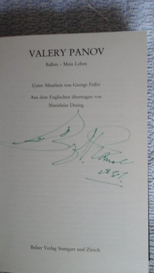 gebrauchtes Buch – Panov, Valery; Feifer – Valery Panov. Ballett - mein Leben. Autogramm