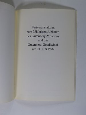 gebrauchtes Buch – Jokel Fuchs – 75 Jahre Gutenberg-Gesellschaft 1901 - 1976 Kleiner Druck Nr. 102