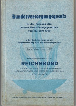 antiquarisches Buch – Bundesversorgungsgesetz (1960) - Reichsbund der Kriegs- u. Zivilbeschädigten, Sozialrentner und Hinterbliebenen