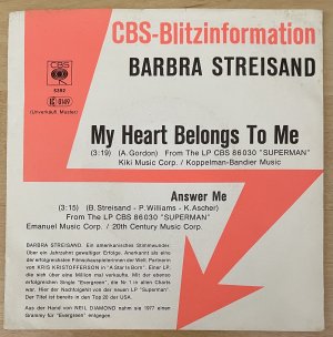 gebrauchter Tonträger – Barbra Steisand – My Heart Belongs To Me / Answer Me (PROMO)