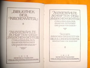 Ausgewählte Schriften syrischer Dichter. Cyrillonas, Baläus, Isaak von Antiochien und Jakob von Sarug.