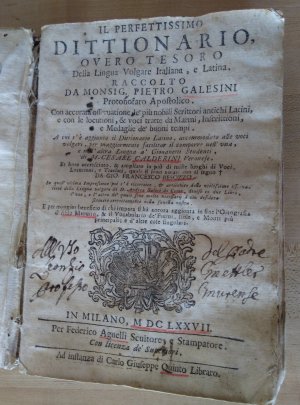 Il Perfettissimo Dittionario O Vero Tesoro Della Lingua Volgare Italiana, e Latina. Con accurate osservatione de' più nobili Scrittori antichi Latini, […]