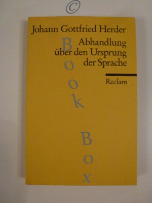 gebrauchtes Buch – Herder, Johann Gottfried – Abhandlung über den Ursprung der Sprache