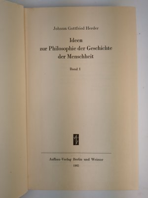 antiquarisches Buch – Herder, Johann Gottfried – Ideen zur Philosophie der Geschichte der Menschheit 1+2