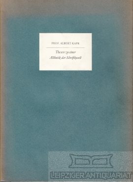 gebrauchtes Buch – Albert Kapr – Thesen zu einer Ästhetik der Schriftkunst