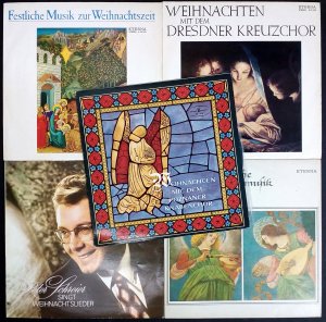 5 verschiedene Schallplatten Weihnachten 12" LP Festliche Musik zur Weihnachtszeit, Weihnachtliche Orgelmusik alter Meister, Weihnachten mit dem Poznaner Knabenchor, Weihnachten mit dem Dresdner Kreuzchor, Peter Schreier singt Weihnachtslieder