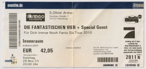 Für dich immer noch Fanta Sie Tour 2010 Ticket 28.11.2010 S. Oliver Arena, Würzburg