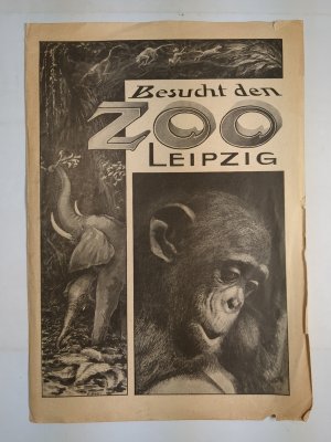 antiquarisches Buch – anonym – Besucht den Zoo Leipzig (Faltblatt mit schwarzweiß-Abbildungen nach Fotos)