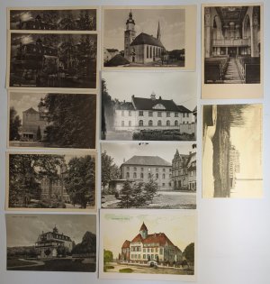 gebrauchtes Buch – Postkarten – Lot: 11 Postkarten Rötha Obstweinschänke, Amtsgericht, Rauchwaren-Zurichterei u. Färberei von Händel u. Co., Inneres der St. Georgenkirche, St. Georgenkirche, Drei Rosen, Schloss