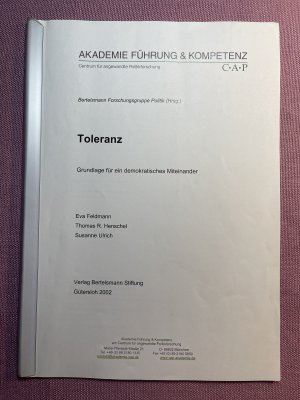 gebrauchtes Buch – Eva Feldmann, Thomas R – Toleranz. Grundlage für ein demokratisches Miteinander