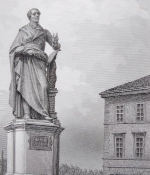 antiquarisches Buch – J. W. Baumann (Stecher) – Orig. Stahlstich um 1840: Stadtansicht von Dresden- C. M. Webers Denkmal in Dresden