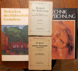 Die Praxis des modernen Kupferstiches (1). Technik der Radierung (2). Die Technik der Zeichnung (3). Techniken des bildnerischen Gestaltens (4).