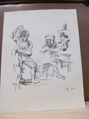 Maler und Modell. Lithographie auf Büttenpapier. Im Druck mit *OK 1959* signiert und datiert.