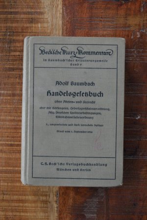 antiquarisches Buch – Adolf Baumbach – Handelsgesetzbuch mit Nebengesetzen ohne Aktien und Seerecht 1936